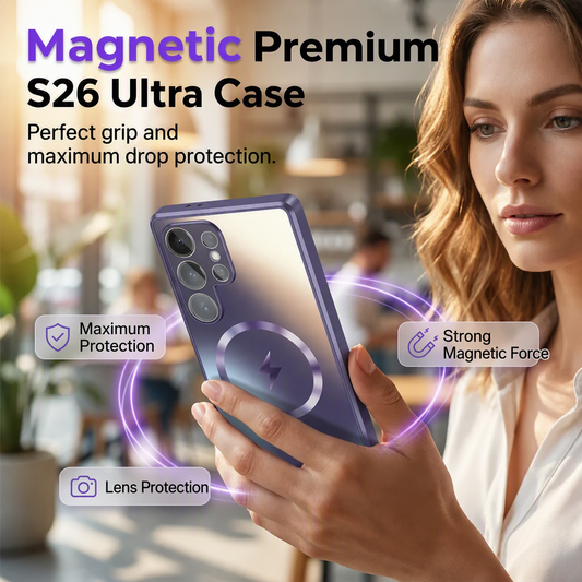 📱Magnetic Case for Samsung Galaxy S26 Ultra / S25 / S24 – Soft AG Matte, Instant Magnetic Lock & Full Camera Protection ✨