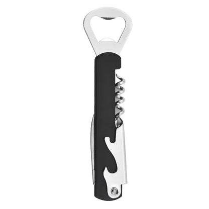 Portable 3‑in‑1 Wine Key, Wine & Beer Corkscrew Opener with Folding Knife