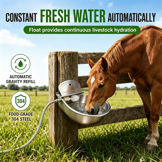 ⏰🐄 Automatic 304 Stainless Steel Drinking Bowl with Float and Drain Hole for Cattle Horses Sheep and Dogs 🤖
