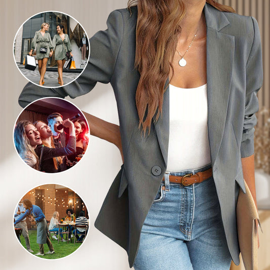 🧥 LIMITED-TIME 50% OFF! 💥 Elegant Soft Solid Color Lapel Buttons Jacket – Classic Collar, One-Button, Versatile ✨