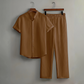 📢📢40% OFF !! ⏰ Men's Textured 2-Piece Shirt & Pants Set – Breathable, Stand Collar, Elastic Waist 🌿