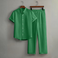 📢📢40% OFF !! ⏰ Men's Textured 2-Piece Shirt & Pants Set – Breathable, Stand Collar, Elastic Waist 🌿