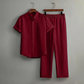 📢📢40% OFF !! ⏰ Men's Textured 2-Piece Shirt & Pants Set – Breathable, Stand Collar, Elastic Waist 🌿