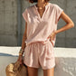 👗 LIMITED-TIME 50% OFF! ✨ Women's V-Neck Top & Shorts Set – Breathable, Drawstring, Vacation Ready ☀️