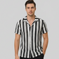 👔 LIMITED-TIME 50% OFF! 💥 Men's Breathable Vertical Stripe Short Sleeve – Wavy Texture, Cuban Collar, Relaxed Fit ✨