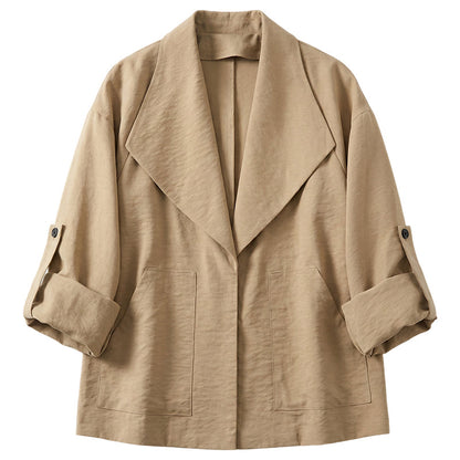 🧥 50% OFF NOW! 🍂 Women's Casual Vintage Lapel Jacket – Oversized Collar & Soft Breathable Fabric 🍁