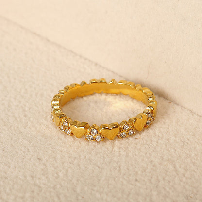 📢📢50% OFF !! ⏰ Women's Elegant Heart Eternity Ring – Micro-Paved Zircons, Stainless Steel, Stackable ✨