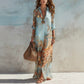 🎁New Arrival 56% OFF💥Elegant Retro Print Maxi Dress | Boho V-Neck Button-Down Flowy Gown | Breathable Summer Beach Holiday Dress