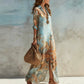 🎁New Arrival 56% OFF💥Elegant Retro Print Maxi Dress | Boho V-Neck Button-Down Flowy Gown | Breathable Summer Beach Holiday Dress