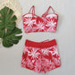 📢 LIMITED TIME 50% OFF! 👙 Women's Printed Two-Piece Swimsuit – High Waist Design, Boxer Style Bottoms & Lace-Up Detail ⏰✨