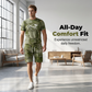 🎉 2026 Sale — Over 33,000 Sold! 👕 Men's Casual Faux Denim Print T-Shirt Shorts Set 🧢