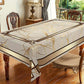 🎉 LIMITED TIME 50% OFF! 🏠 Waterproof Marble-Print Tablecloth – Elegant Beige & Gold Pattern, Spill-Resistant Polyester ✨