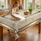 🎉 LIMITED TIME 50% OFF! 🏠 Waterproof Marble-Print Tablecloth – Elegant Beige & Gold Pattern, Spill-Resistant Polyester ✨
