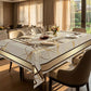 🎉 LIMITED TIME 50% OFF! 🏠 Waterproof Marble-Print Tablecloth – Elegant Beige & Gold Pattern, Spill-Resistant Polyester ✨