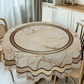 🎉 LIMITED TIME 50% OFF! 🏠 Waterproof Marble-Print Tablecloth – Elegant Beige & Gold Pattern, Spill-Resistant Polyester ✨