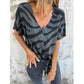 👚 2026 Sale — Over 44,000 Sold! ✨ Women's V‑Neck Tie‑Front Zebra Print T‑Shirt