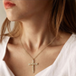 ✝️ Radiant Cross Necklace – Twisted Chain, Petal Sparkle ✨