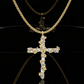 ✝️ Radiant Cross Necklace – Twisted Chain, Petal Sparkle ✨