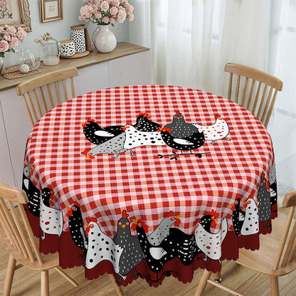 🐓 LIMITED TIME 50% OFF! ❤️ Farmhouse Rooster Tablecloth – Red Buffalo Plaid Chicken Table Cover, Spill Proof & Scalloped Lace Edge ✨