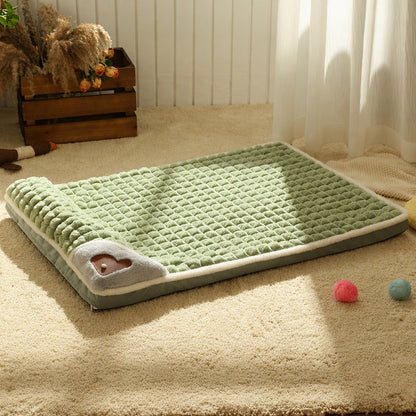 🐾 Premium Plush Pet Sleeping Mat – Orthopedic Support, Crystal Velvet Softness & Ergonomic Neck Pillow Edge 🛏️
