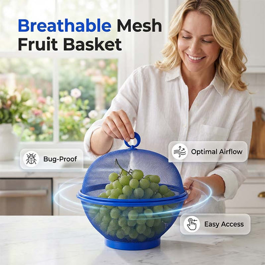 🍃 🧺 Fruit basket with lid – Breathable, Drainable, Insect Proof ✨