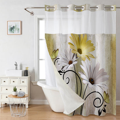Elegant Printed Double Layer Grommet Shower Curtain