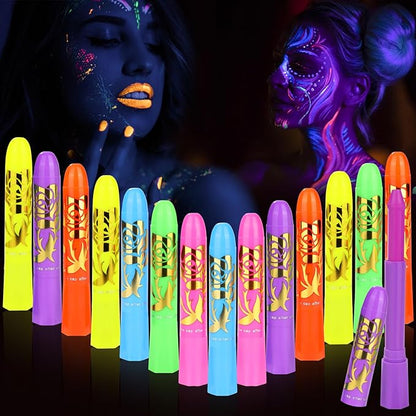 💥 Luminescent Water‑Soluble Body Painting Crayons – Fun, Skin‑Friendly, Easy‑to‑Wash ✨