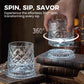 🥃360° Rotating Whiskey Glass Tumbler – Smooth Swivel Base, Crystal Clear Glass, Heavy Bottom for Balanced Sipping ✨