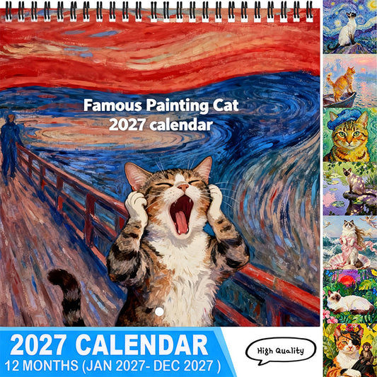 🐱📅 19,842 Sold – 2027 Funny Cat Meme Calendar – Cheerful Painterly Art, Easy Monthly Planning & Gift-Ready 🎁