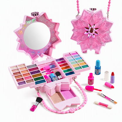 📢📢40% OFF !! ⏰ Washable Princess Makeup Set – Non‑irritating, trays & portable case 🎀