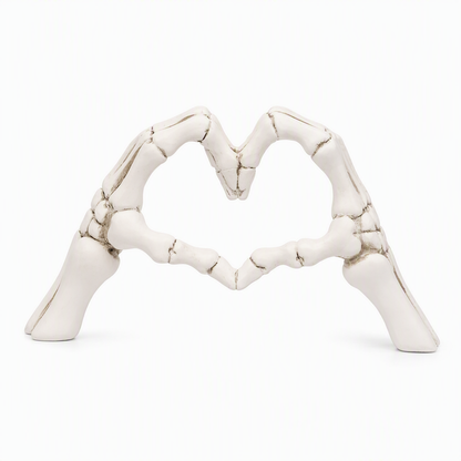 ✨ Halloween Resin Skeleton Figurine – Heart Hand Gesture, Gothic, Desktop Decor 🖤
