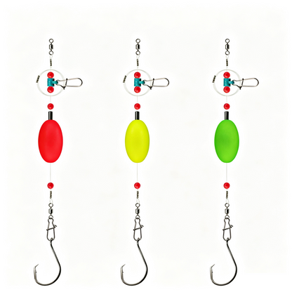 🎣 Pre-Tied Surf Fishing Rigs: High-Buoyancy Floats, Forged Circle Hooks, 90lb Leader, Ready to Use