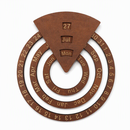 ⏰Circular Wooden Rotating Perpetual Calendar Wall Hanging Decoration