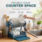 📢📢40% OFF !! ⏰ Multi-Layer Steel Dish Drying Rack – Vertical Storage, Drip Tray, Tool-Free Install ✨