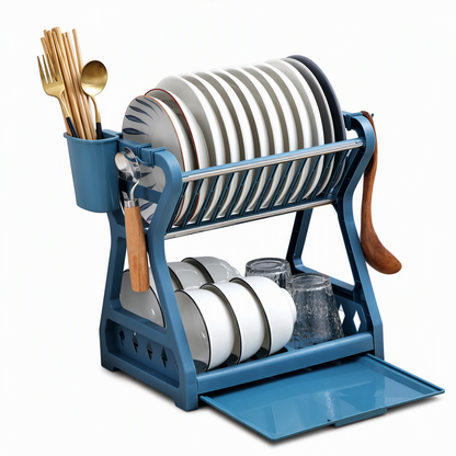 📢📢40% OFF !! ⏰ Multi-Layer Steel Dish Drying Rack – Vertical Storage, Drip Tray, Tool-Free Install ✨