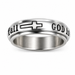 📢📢40% OFF !! ⏰Silver Titanium Steel Spinner Ring with God Is Within Her She Will Not Fall Engraving